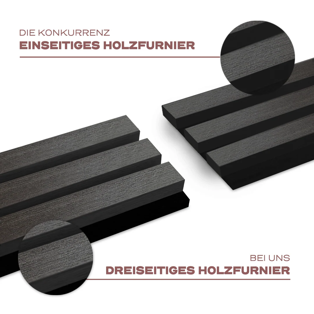 Akustikpaneele schwarze Eiche | 240 cm x 60 cm | Dreiseitig Echtholzfurnier - Image 12