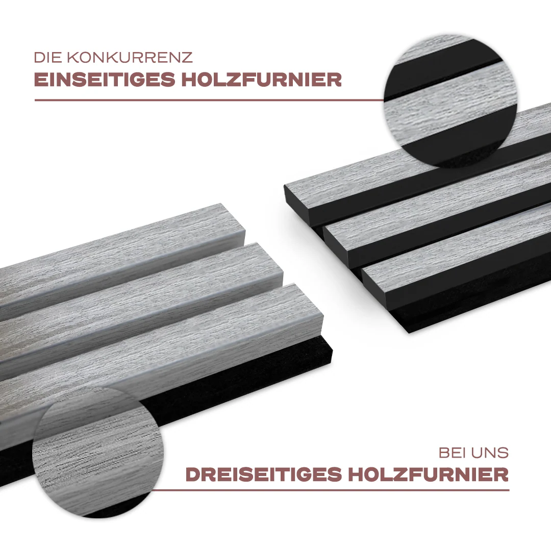 Akustikpaneele Walnuss-Grau | 240 cm x 60 cm | Dreiseitig Echtholzfurnier - Image 9