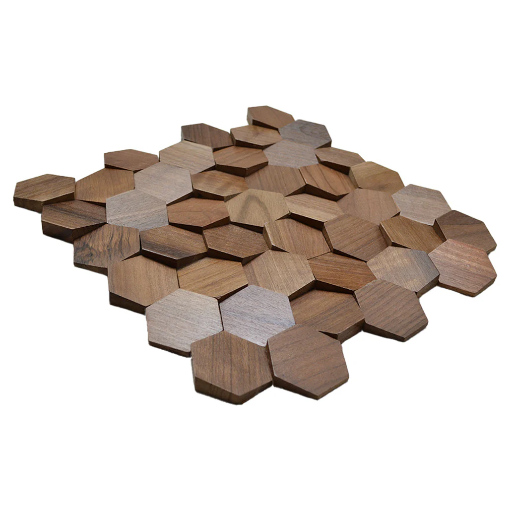 Holz Mosaikpaneele  | Walnuss Velvet | 31×30 cm | Holzfliese - Image 3